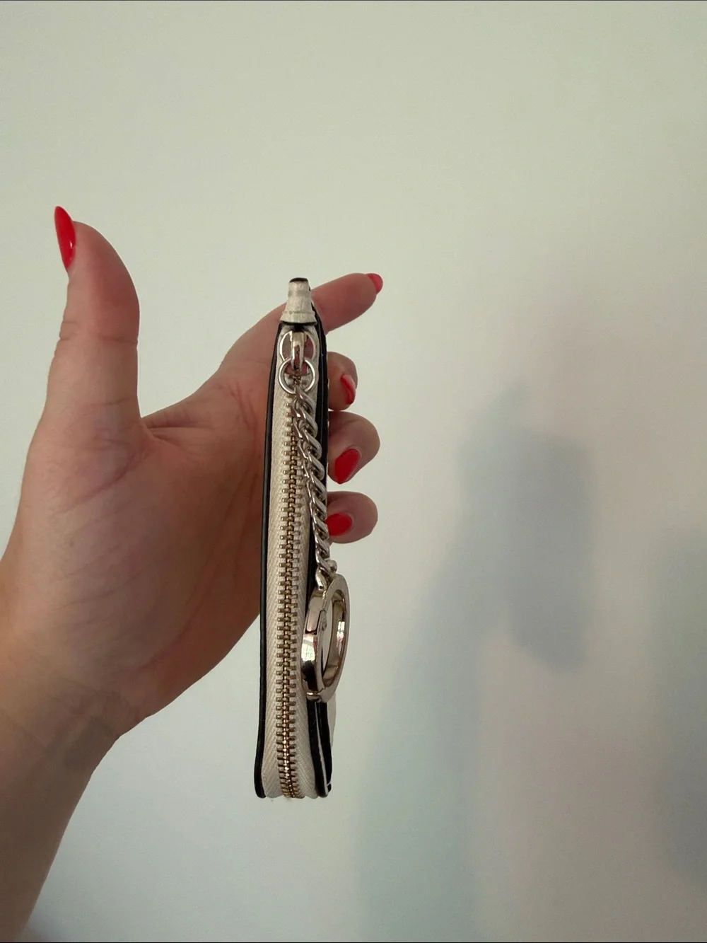 kate spade cream zip card holder with jeweled studs and key ring
